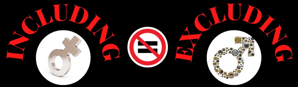 Graphic contrasting “including” and “excluding” with gender symbols